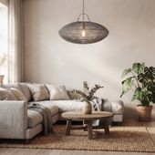 Lampenschirm grau Hängelampe Deckenlampe Rattan kaufen 1