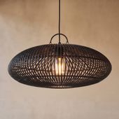Lampenschirm schwarz Hängelampe Deckenlampe Rattan kaufen 2