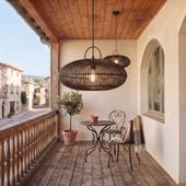 Lampenschirm schwarz Hängelampe Deckenlampe Rattan kaufen 4
