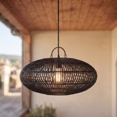 Lampenschirm schwarz Hängelampe Deckenlampe Rattan kaufen 5