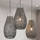 Lampenschirm grau Hängelampe Deckenlampe Rattan kaufen 3