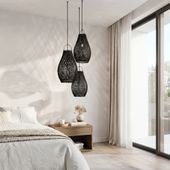 Lampenschirm schwarz Hängelampe Deckenlampe Rattan kaufen 2