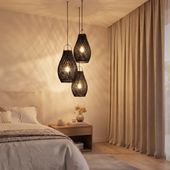 Lampenschirm schwarz Hängelampe Deckenlampe Rattan kaufen 3