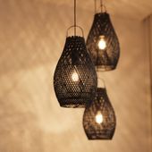 Lampenschirm schwarz Hängelampe Deckenlampe Rattan kaufen 4