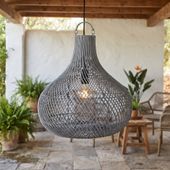 Lampenschirm grau Hängelampe Deckenlampe Rattan kaufen 1