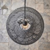 Lampenschirm grau Hängelampe Deckenlampe Rattan kaufen 3