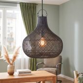 Lampenschirm schwarz Hängelampe Deckenlampe Rattan kaufen 1
