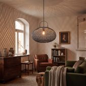 Lampenschirm grau Hängelampe Deckenlampe Rattan kaufen 1