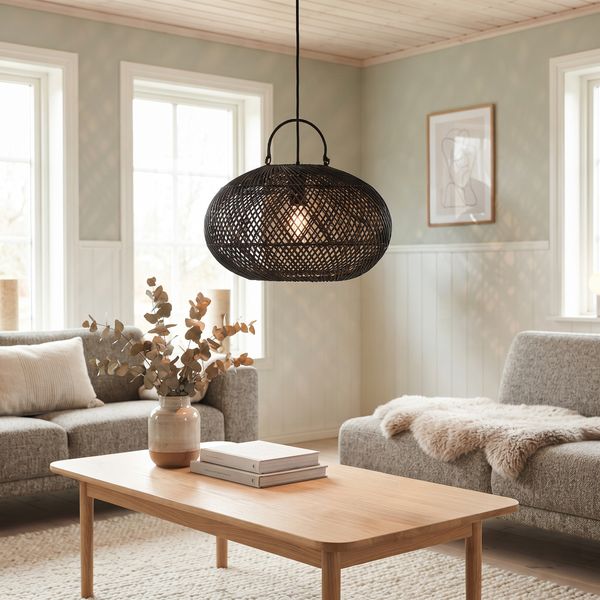 Lampenschirm schwarz Hängelampe Deckenlampe Rattan kaufen