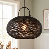 Lampenschirm schwarz Hängelampe Deckenlampe Rattan kaufen 2