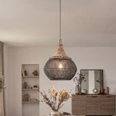 Lampenschirm grau Hängelampe Deckenlampe Rattan kaufen 1