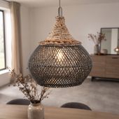 Lampenschirm grau Hängelampe Deckenlampe Rattan kaufen 3