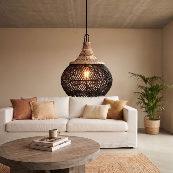 Lampenschirm schwarz Hängelampe Deckenlampe Rattan kaufen