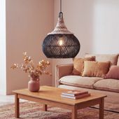 Lampenschirm schwarz Hängelampe Deckenlampe Rattan kaufen 2