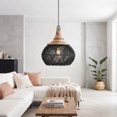Lampenschirm schwarz Hängelampe Deckenlampe Rattan kaufen 3