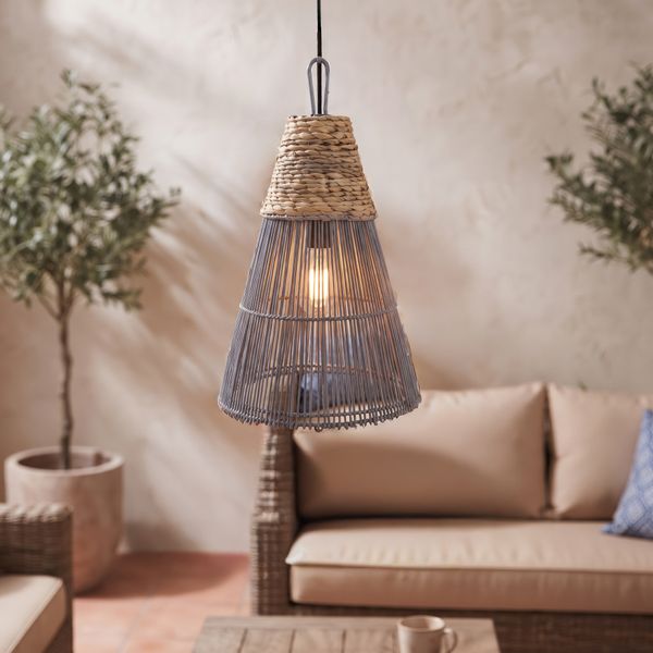 Lampenschirm grau Hängelampe Deckenlampe Rattan kaufen