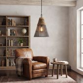 Lampenschirm grau Hängelampe Deckenlampe Rattan kaufen 3