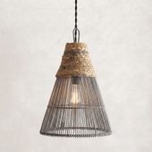 Lampenschirm grau Hängelampe Deckenlampe Rattan kaufen 4