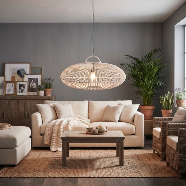 Lampenschirm weiß Hängelampe Deckenlampe Rattan kaufen
