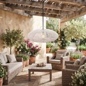 Lampenschirm weiß Hängelampe Deckenlampe Rattan kaufen 3