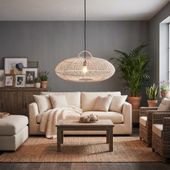 Lampenschirm weiß Hängelampe Deckenlampe Rattan kaufen 1