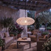 Lampenschirm weiß Hängelampe Deckenlampe Rattan kaufen 4