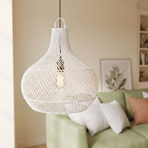 Lampenschirm weiß Hängelampe Deckenlampe Rattan kaufen