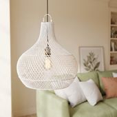 Lampenschirm weiß Hängelampe Deckenlampe Rattan kaufen 1