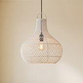 Lampenschirm weiß Hängelampe Deckenlampe Rattan kaufen 3
