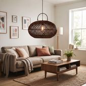 Lampenschirm braun Hängelampe Deckenlampe Rattan kaufen 1