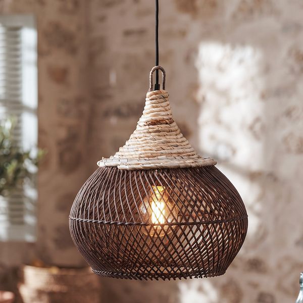 Lampenschirm braun Hängelampe Deckenlampe Rattan kaufen