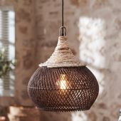 Lampenschirm braun Hängelampe Deckenlampe Rattan kaufen 1