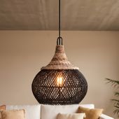 Lampenschirm braun Hängelampe Deckenlampe Rattan kaufen 4