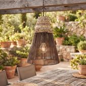 Lampenschirm braun Hängelampe Deckenlampe Rattan kaufen 1