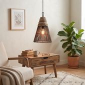 Lampenschirm braun Hängelampe Deckenlampe Rattan kaufen 3