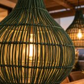 Lampenschirm grün Hängelampe Deckenlampe Rattan kaufen 3