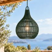 Lampenschirm grün Hängelampe Deckenlampe Rattan kaufen 4