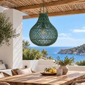Lampenschirm grün Hängelampe Deckenlampe Rattan kaufen 1