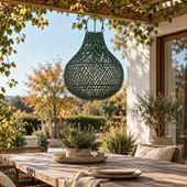 Lampenschirm grün Hängelampe Deckenlampe Rattan kaufen 3
