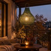 Lampenschirm grün Hängelampe Deckenlampe Rattan kaufen 2