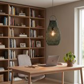 Lampenschirm grün Hängelampe Deckenlampe Rattan kaufen 5