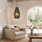 Lampenschirm grün Hängelampe Deckenlampe Rattan kaufen 2