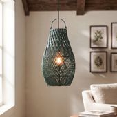 Lampenschirm grün Hängelampe Deckenlampe Rattan kaufen 1