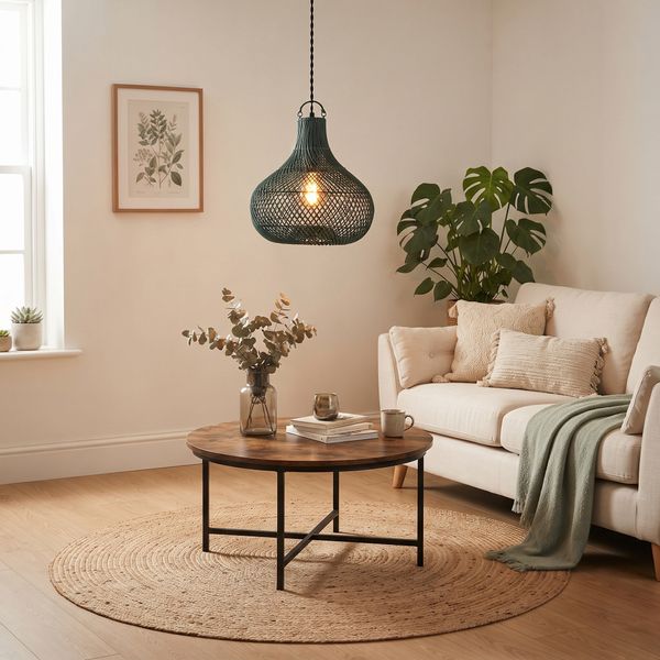 Lampenschirm grün Hängelampe Deckenlampe Rattan kaufen