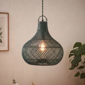 Lampenschirm grün Hängelampe Deckenlampe Rattan kaufen 2