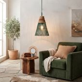 Lampenschirm grün Hängelampe Deckenlampe Rattan kaufen 2