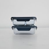 Set Aufbewahrungsdosen blau, Lunchbox Glas, Borosilikat Glasbehälter 1