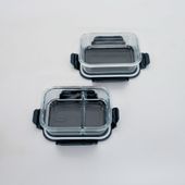 Set Aufbewahrungsdosen blau, Lunchbox Glas, Borosilikat Glasbehälter 3