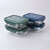 Set Aufbewahrungsdosen blau, Lunchbox Glas, Borosilikat Glasbehälter 1