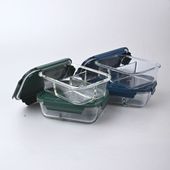 Set Aufbewahrungsdosen blau, Lunchbox Glas, Borosilikat Glasbehälter 2